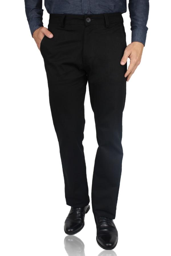 Pantalón Negro Regular Stretch De Algodón Con Bolsas Para Caballero 